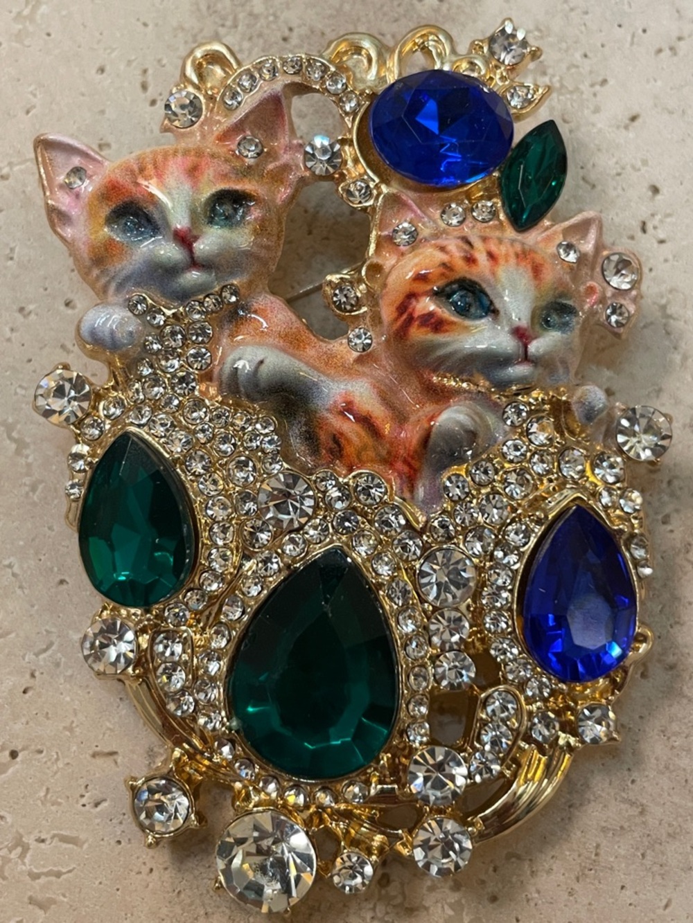 Anthropologie Cat Brooch Vintage Style Kitten Rhinestone Statement Pin Gift - Picture 2 of 4